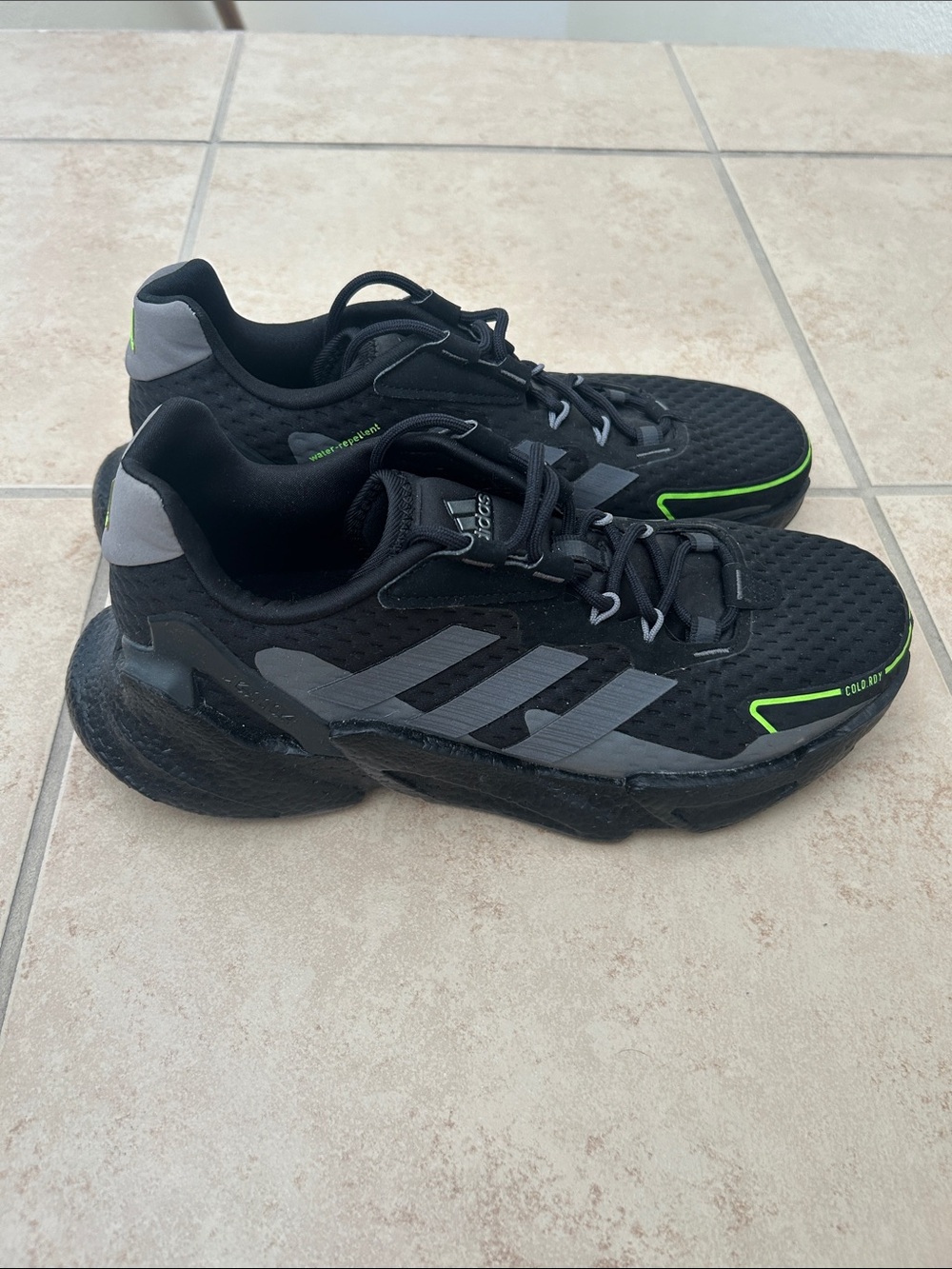 Adidas X9000L4 Cold.Rdy 'Black Night Metallic' sneakers with Neon Green Trim